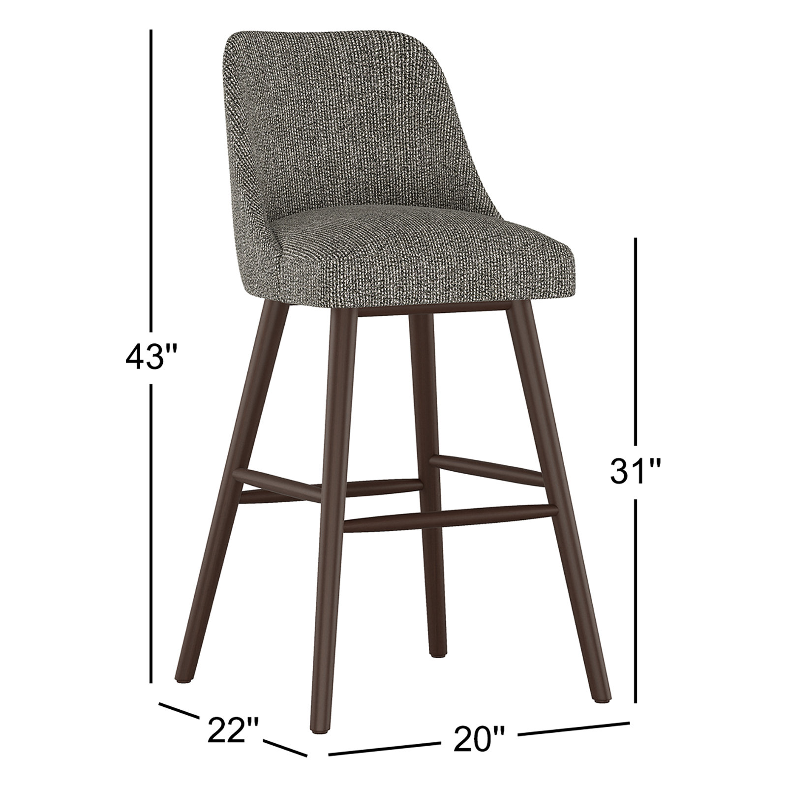 Gallie Bar and Counter Stool, Bar Stool (31” Seat Height), Black, Solitude Pepper