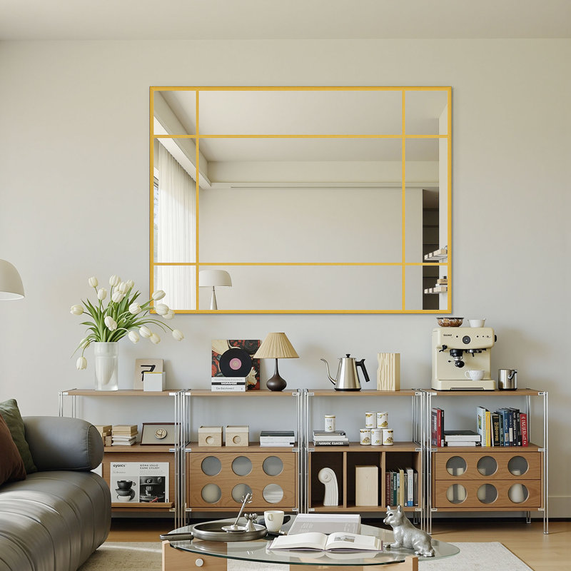 Miroir mural Grid, Doré, 30 po x 40 po