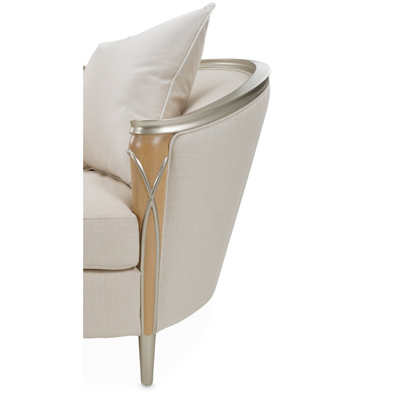 Villa Cherie 101'' Recessed Arm Sofa, Pearl 100% Polyester