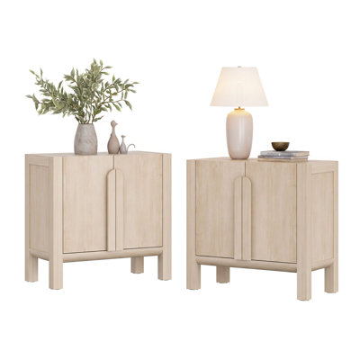 Ensemble de table de chevet moderne Mid-Century de 2, grande table de bout avec portes 31,5 ", armoire de rangement en bois pour chambre à coucher, salon, entrée