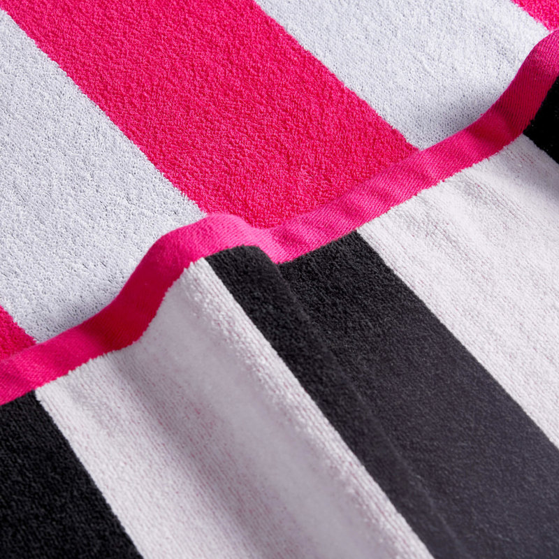 Juicy Couture Reversible Cabana Beach Towels, Black/Hot Pink/White/Pink
