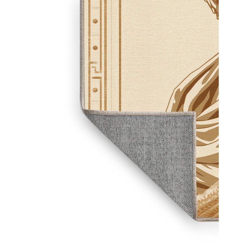 Tapis oriental classique lavable à la machine Pavni Aristotle Bust - beige, 8 x 10