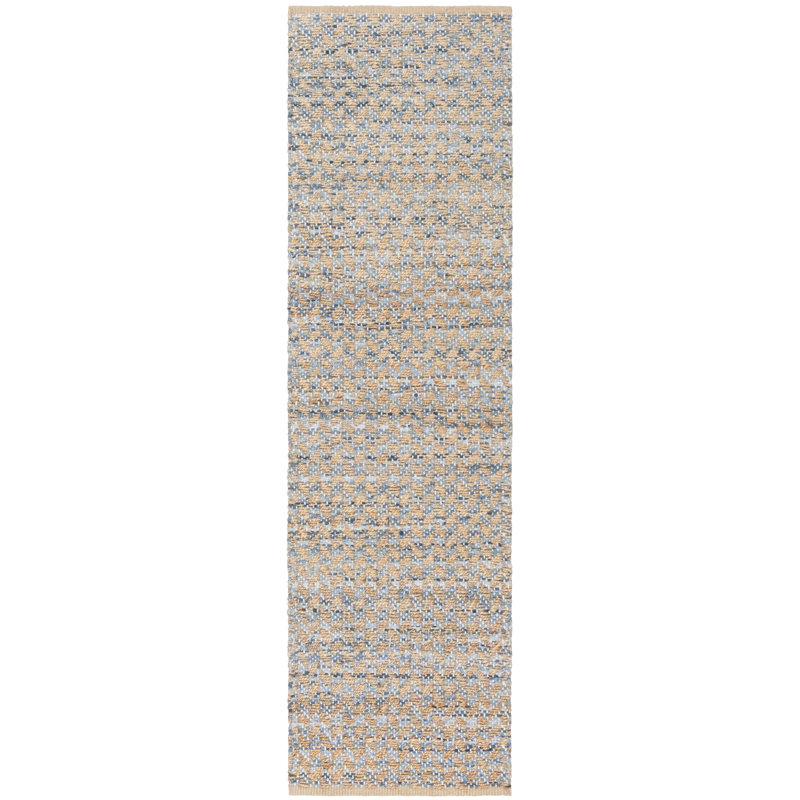 Reinheimer Handwoven Flatweave Jute/Sisal Blue/Natural Area Rug, Runner 69 x 244 cm