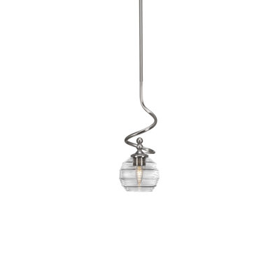 Magliana Stem Hung Mini Pendant With 6" Clear Ribbed Glass