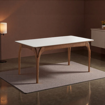 Mid-Century Slate Rectangle Solid Wood Dining Tabe