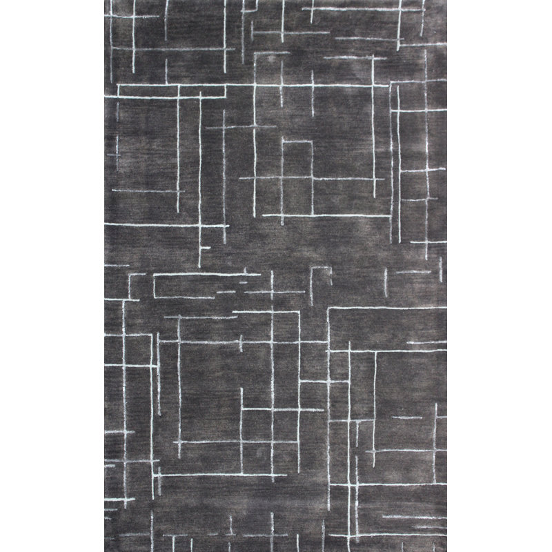 Tapis noir en laine touffeté à la main Ripon, Rectangle 5 pi x 8 pi