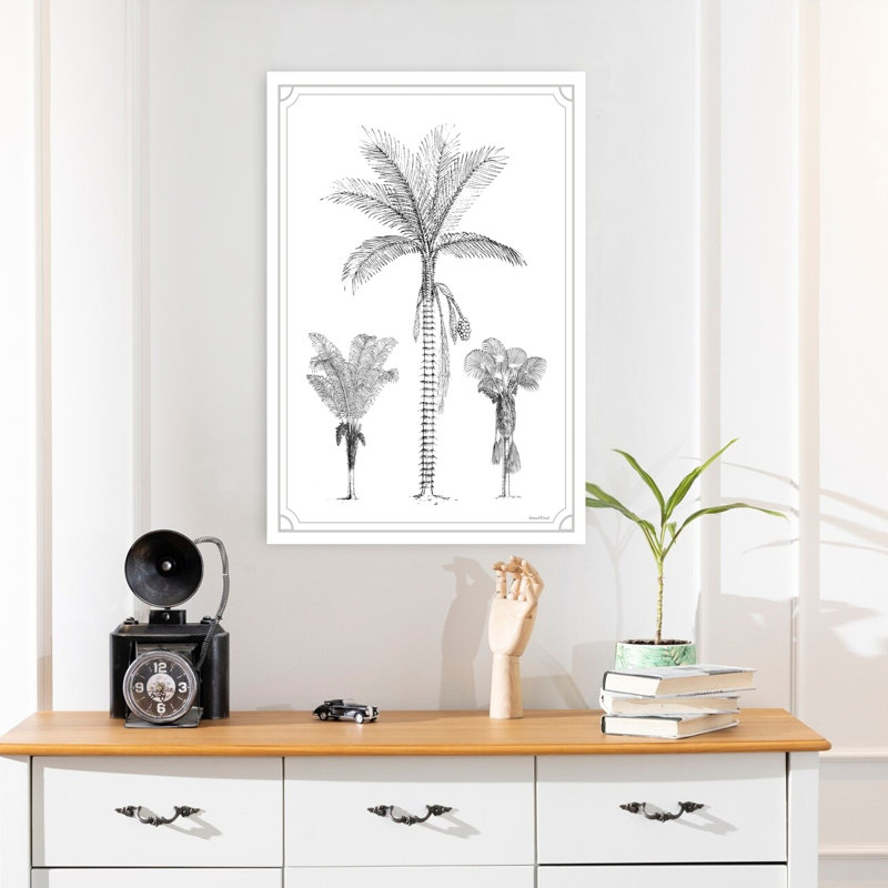 Palmier trio abstrait palmier art côtier tropical, H 24 po x l 16 po