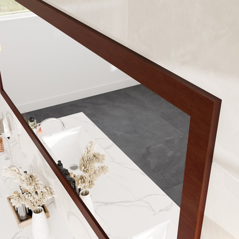 Miroir rectangulaire en bois brun Lark Manor ™ Delno 60 "X 30", H 30 po x l 60 po