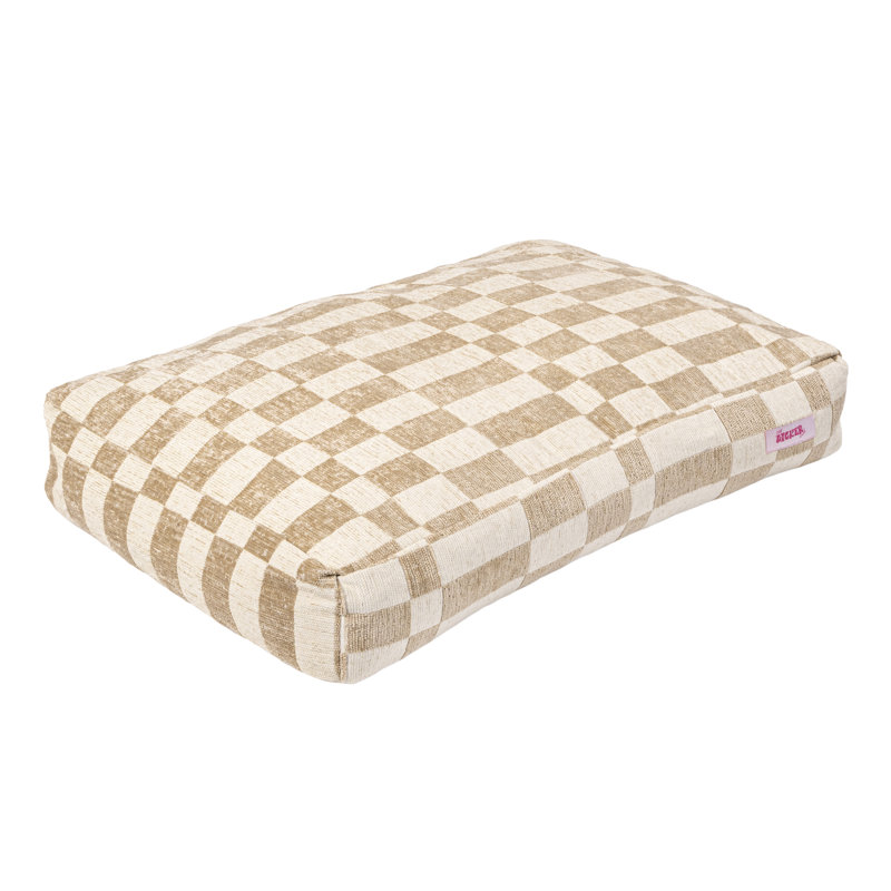 Medium Beige and Cream Polyester Bolster Pet Bed