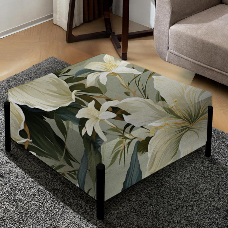 Neutre avec motif tropical tropical - Grand repose-pieds carré tropical