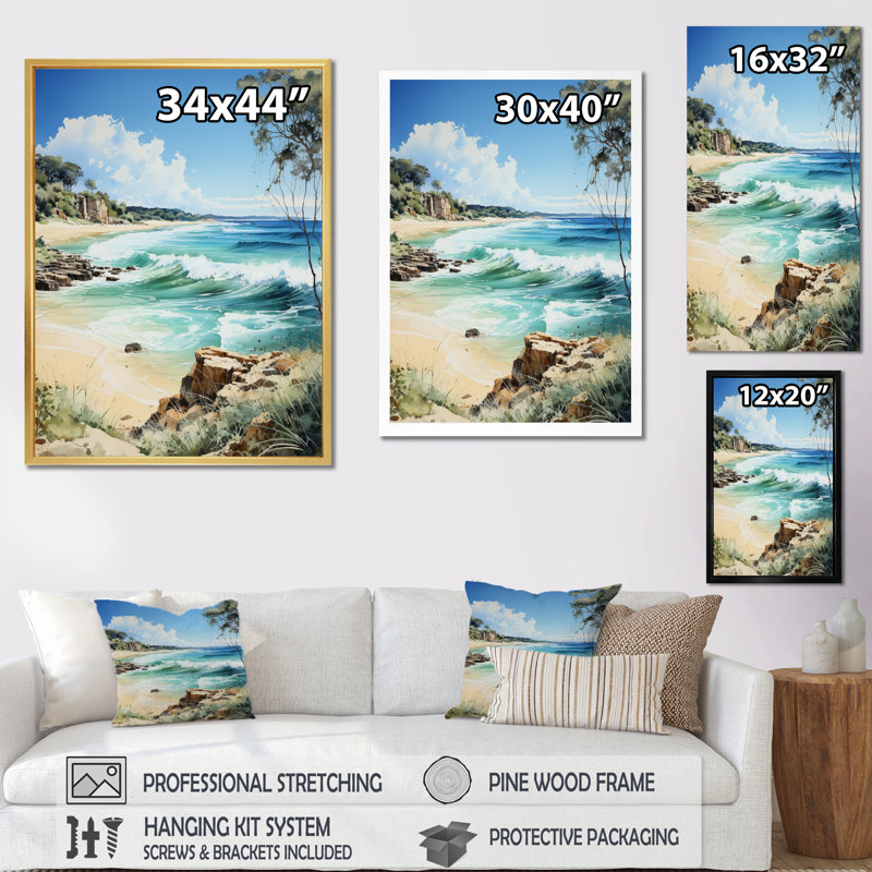 Australie, côte de Byron Bay - impression, Cadre simple noir, H 20 po x l 12 po x P 1 po