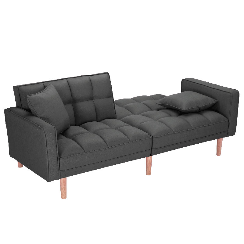 Vikie Twin 75'' Upholstered Convertible Sofa, Dark Grey 100% Polyester