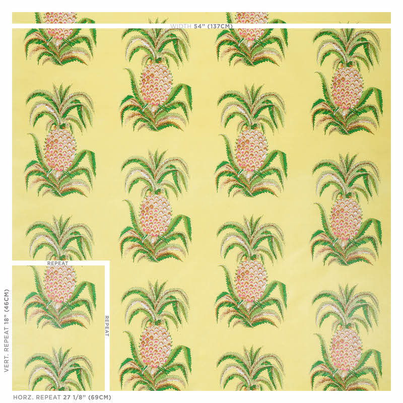 Tissu ananas et chintz, Jaune