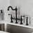 Antique Bridge Faucet in Black Finish with Pull Down Sprayer and Two Handles