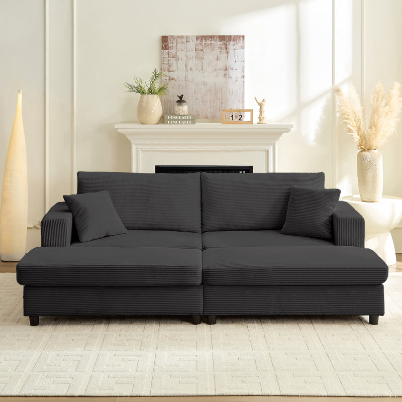 Chaise longue double surdimensionnée avec 2 repose-pieds et capacité de 900 lb, Gris