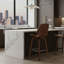 Tabouret de bar pivotant 26 po en similicuir et bois de noyer brun