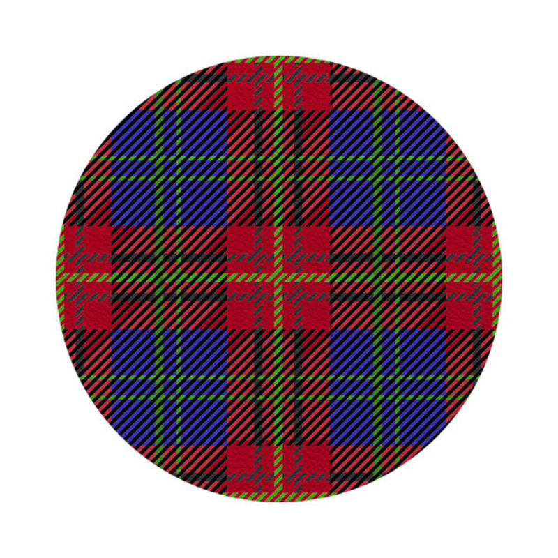 Tartan Blue Vegan Leather Round Coasters, Blue