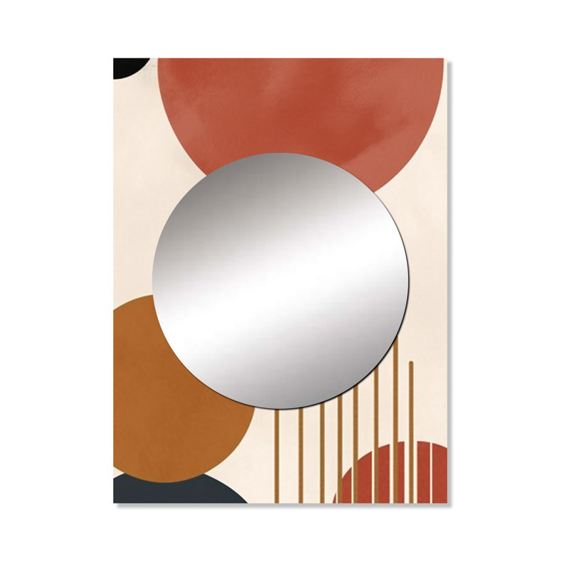 Beige minimal boho motif 1 - miroir mural minimaliste, miroir décoratif beige, impression d'art en métal, 32 po x 24 po