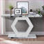 Table basse hexagonale moderne en cristal pour le salon, rangement en verre étincelant à deux niveaux L 55 po x l 14,17 po x H 31,5 po