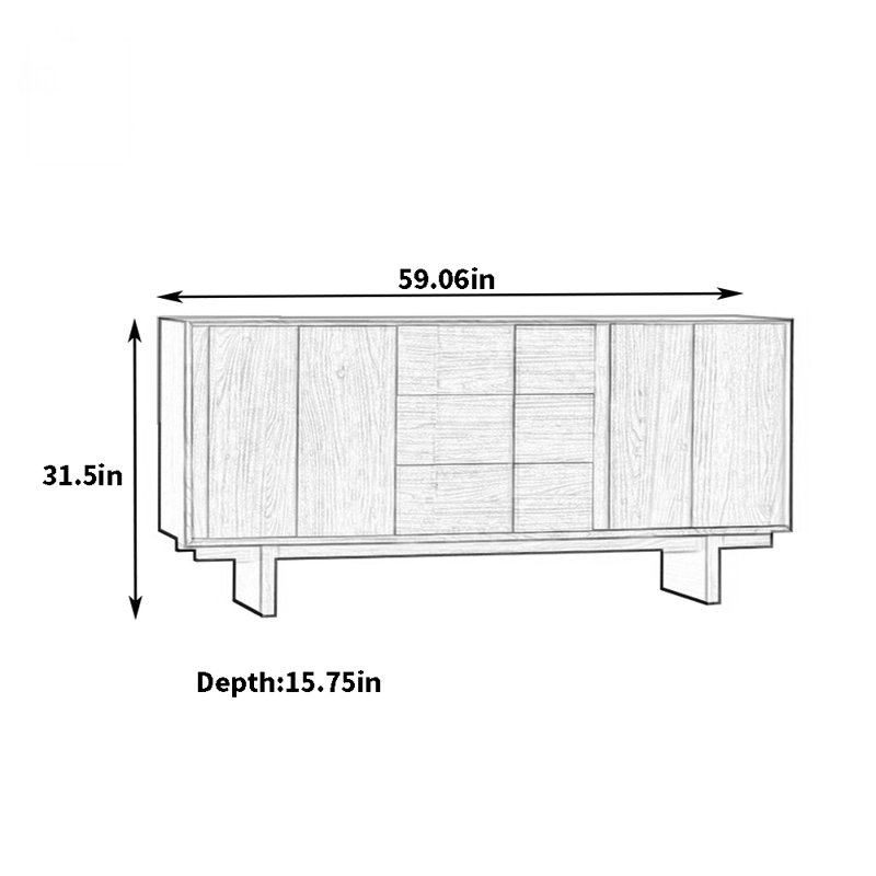 Buffet grande capacité Retro, H 31,5 po x l 59,06 po x P 15,75 po, Noir