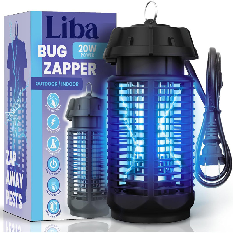 Liba Electric Bug Zapper - tueur d'insectes d'extérieur et d'intérieur 4000 V, piège à moustiques imperméable, luminosité de 20 W