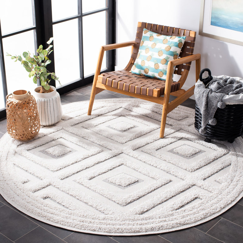 Amrou Performance Geometric Indoor/Outdoor Area Rug, Round 6'7"