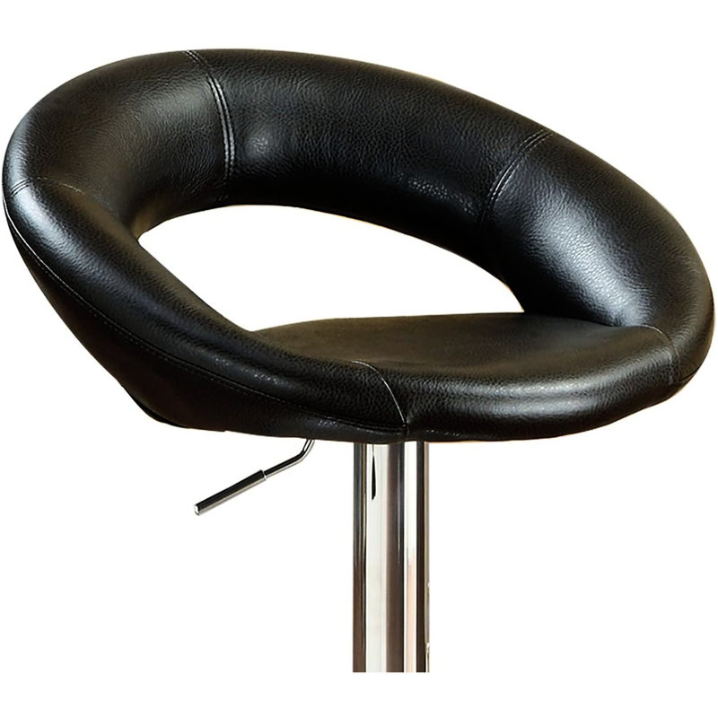 Tabouret réglable contemporain noir de 2 en similicuir avec base pour la salle à manger 2 pièces Tabourets et sièges rembourrés Modern