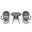 Cet ensemble de salle à manger en fonte d'aluminium toutes saisons comprend des chaises pivotantes et une table ronde avec cadre noir-1424184917