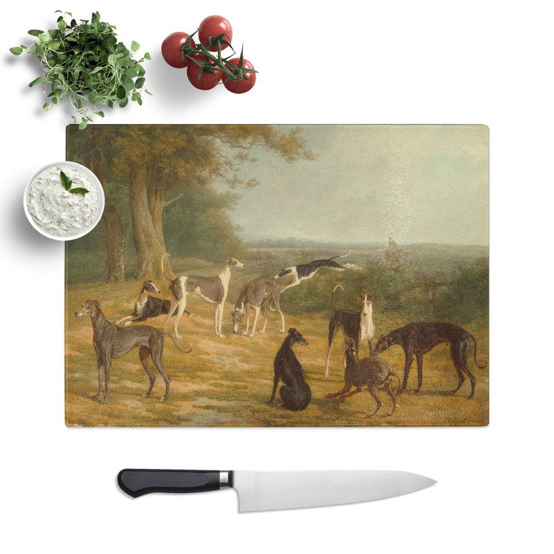 Nine Greyhounds Vol.1 by Jacques-Laurent Agasse Chopping Board, 0.4cm H x 28.5cm W x 39cm L