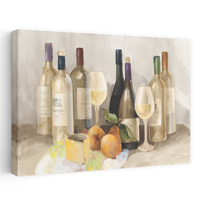 Vin et fruit II V2, contemporain, doré, blanc, vin, beige, brun, H 60 po x l 40 po