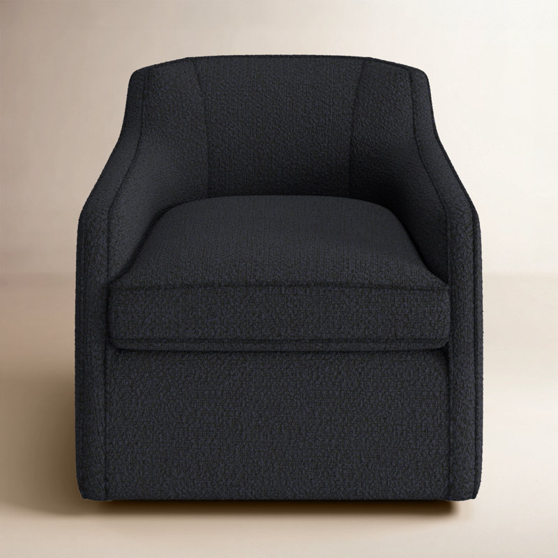 Marietta Upholstered Swivel Armchair, Davis Ink Performance Bouclé