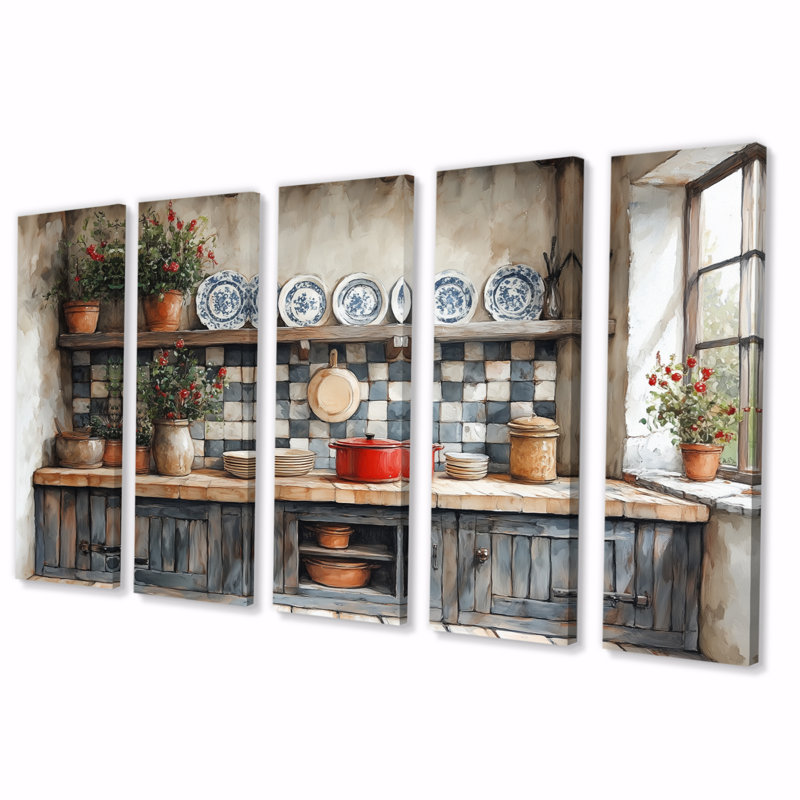 «Country Kitchen Rustic Dream I», ensemble d'art sur toile, H 32 po x l 80 po