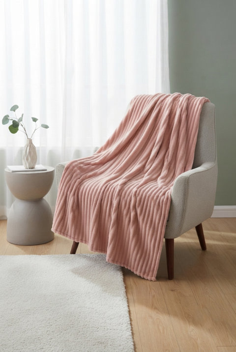 Lightweight Striped Fleece Blanket