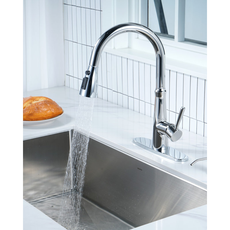 Pull Down Kitchen Faucet with Soap Dispenser, Chrome