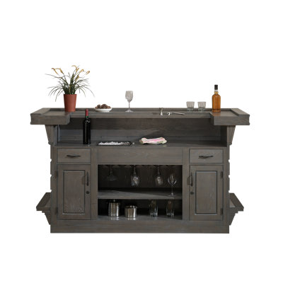 American Heritage Caliente 78" Home Bar – Glacier Finish with Charcoal Bronze Hardware, Removable Ice Bucket, Glass Stemware Holders & Wine Bottle Sto by American Heritage