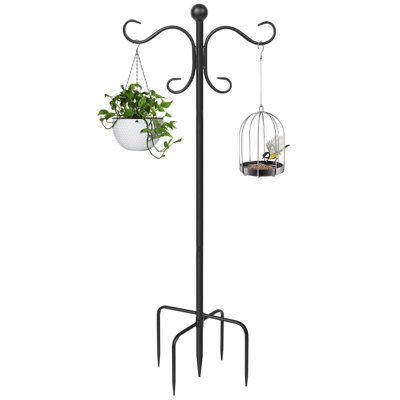76 Inch Adjustable Double Shepherds Hooks For Outdoor Heavy Duty, Two Sided Garden Bird Feeder Pole For Hanging Plant Baskets, Solar Lights, Weddings Decor