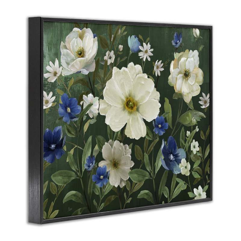 Giclée en fleurs dans la nature, design par Nan, H 11 po x l 14 po, Giclée encadrée noir minuit