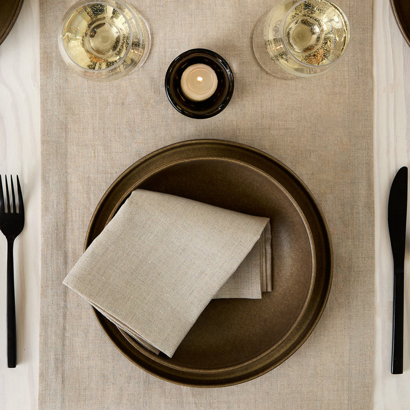 100% Pure Linen Dinner Napkins - Fete, Natural