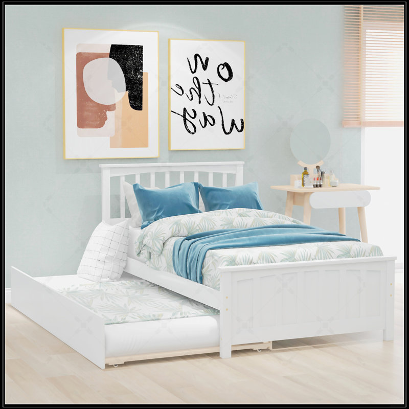 Lit plateforme simple avec lit gigogne, Blanc