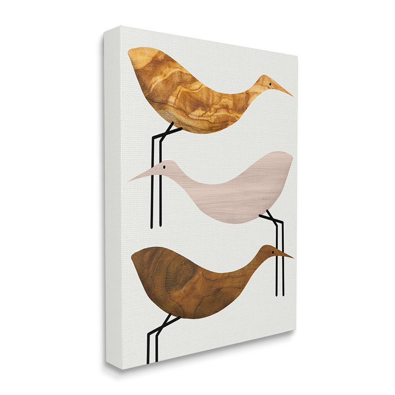 «Abstract Abstract Tree Storks Minimal Rustic Birds» par Daphne Polselli, reproduction d'art graphique, Toile tendue