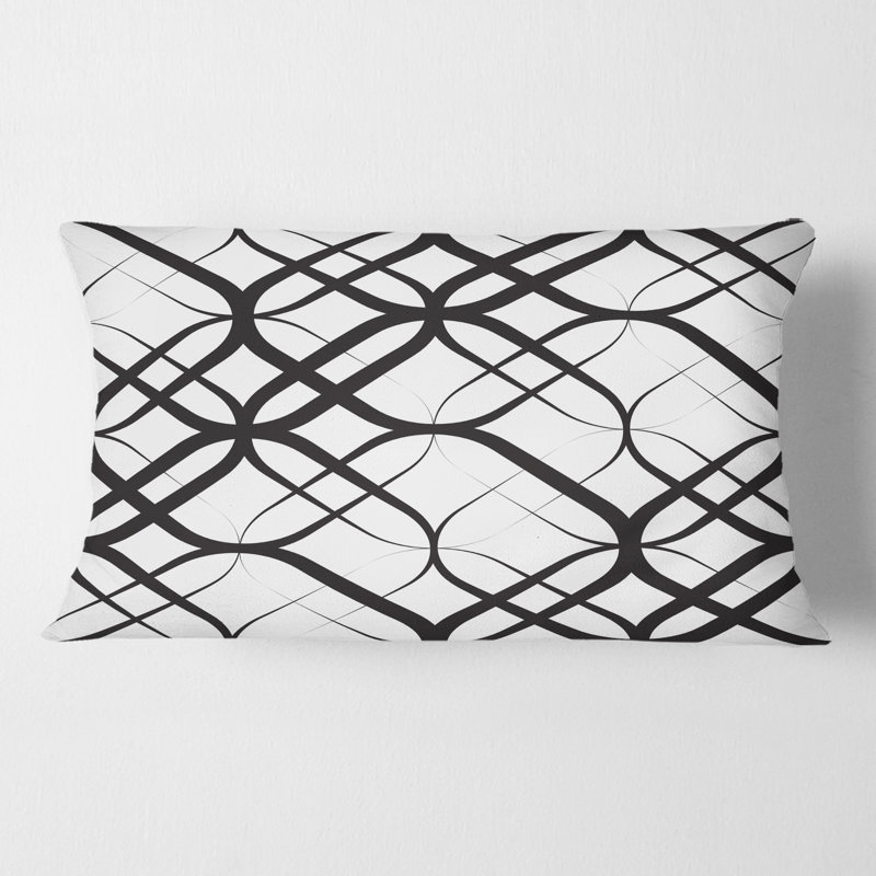 Coussin Monicolore à motif géométrique III - Mid-Century, 12 po x 20 po, Rectangulaire