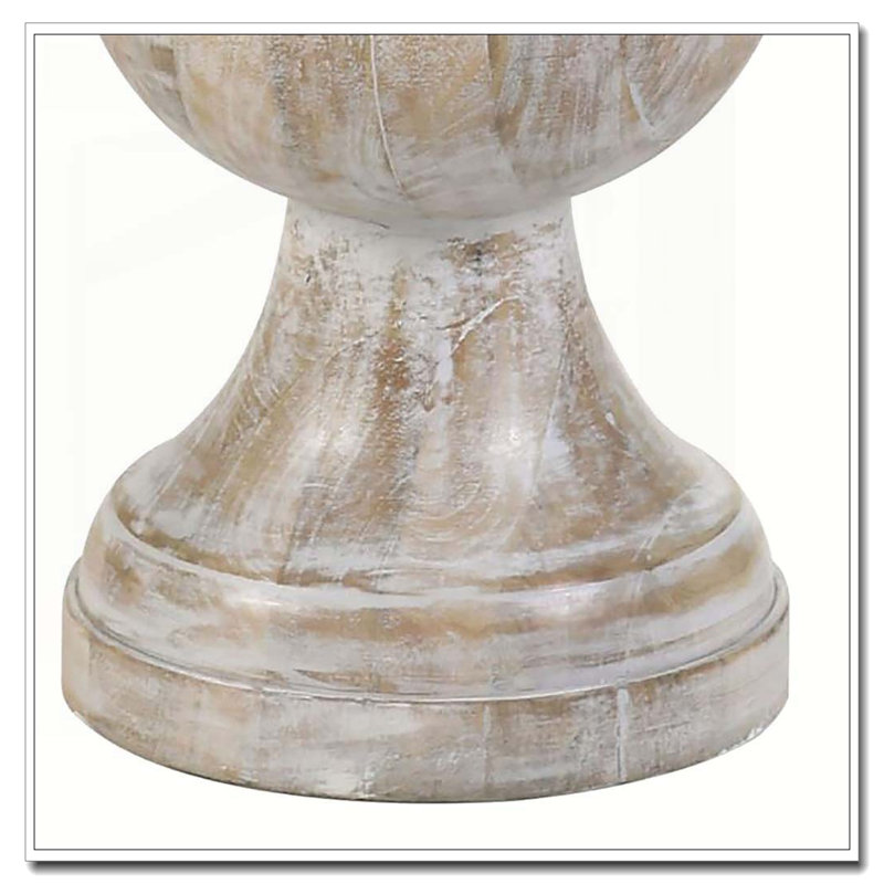 Table d'appoint piédestal blanc délavé, Ivoire ivoire