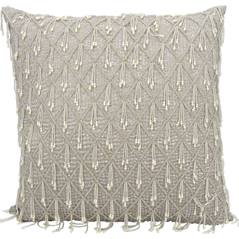  Silk Throw Pillow, Gray