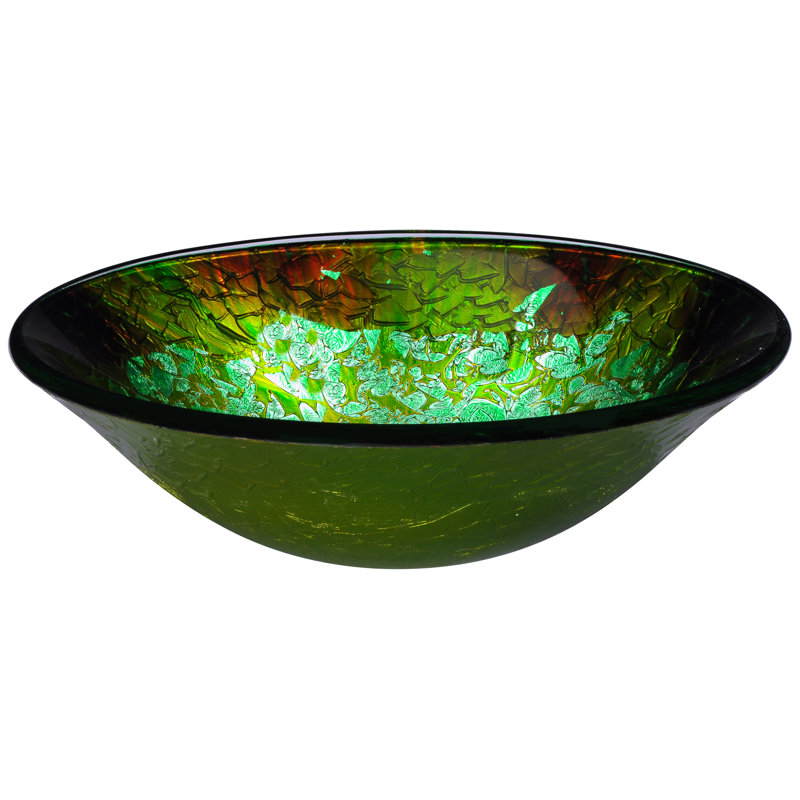 Lavabo de salle de bain vasque circulaire en verre trempé emerald burst Makata
