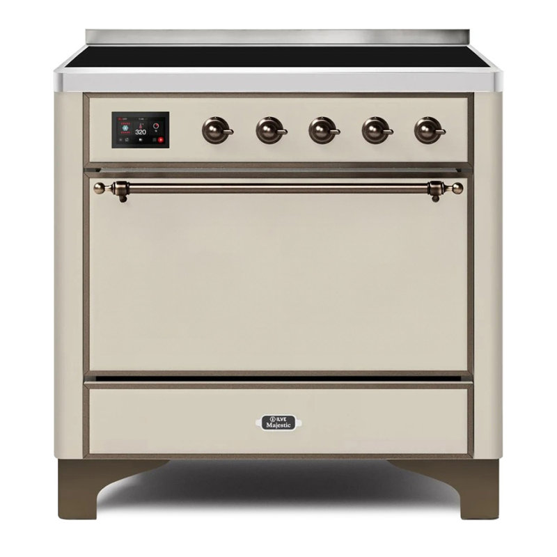 Majestic Ii 36 Inch Freestanding Induction Range, Antique White/Bronze