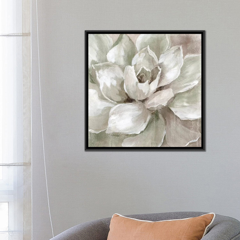 «Hazy Summer Succulent», reproduction sur toile, H 18 po x l 18 po x P 1,5 po, Toile avec cadre noir, Pas de tapis