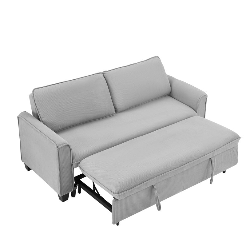 Kothan 78.4 '' Square Arms Sleeper Couch 3 in 1 Convertible Sleeper Sofa Bed with Pull Out Bed, Light Gray