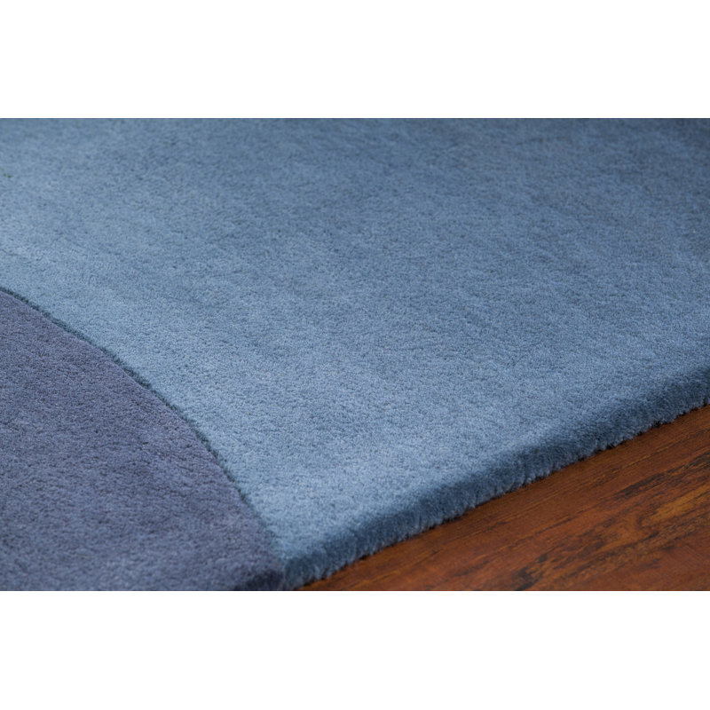 Bense Garza Hand Tufted Wool Modern Area Rug in Blue/Yellow/Green, Rectangle 7'9" x 10'6"