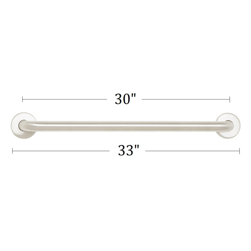 Straight Bathroom Safety Grab Bar, Satin, 30" W