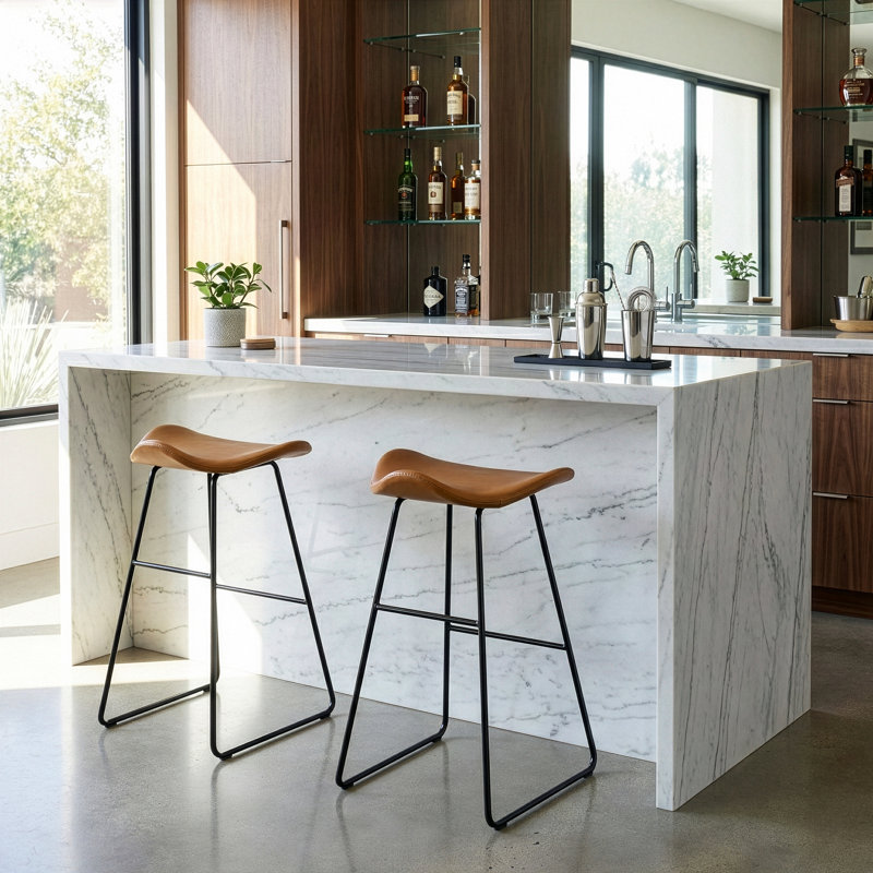 Tabouret de bar et de comptoir Younts, Tabouret de bar (siège d'une hauteur de 29,5 po), Brun